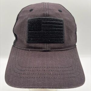 Highland Tactical Men’s American Flag Patch Black Mesh SnapBack Trucker Hat OSFM